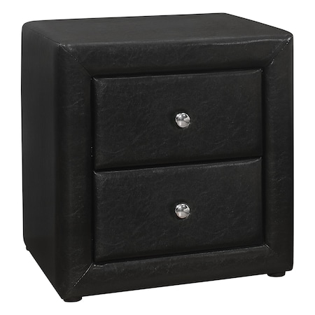 Monarch Specialties Bedroom Accent, Nightstand, End, Side, Lamp, Bedroom, Upholstered, Pu Leather Look, Black I 5603